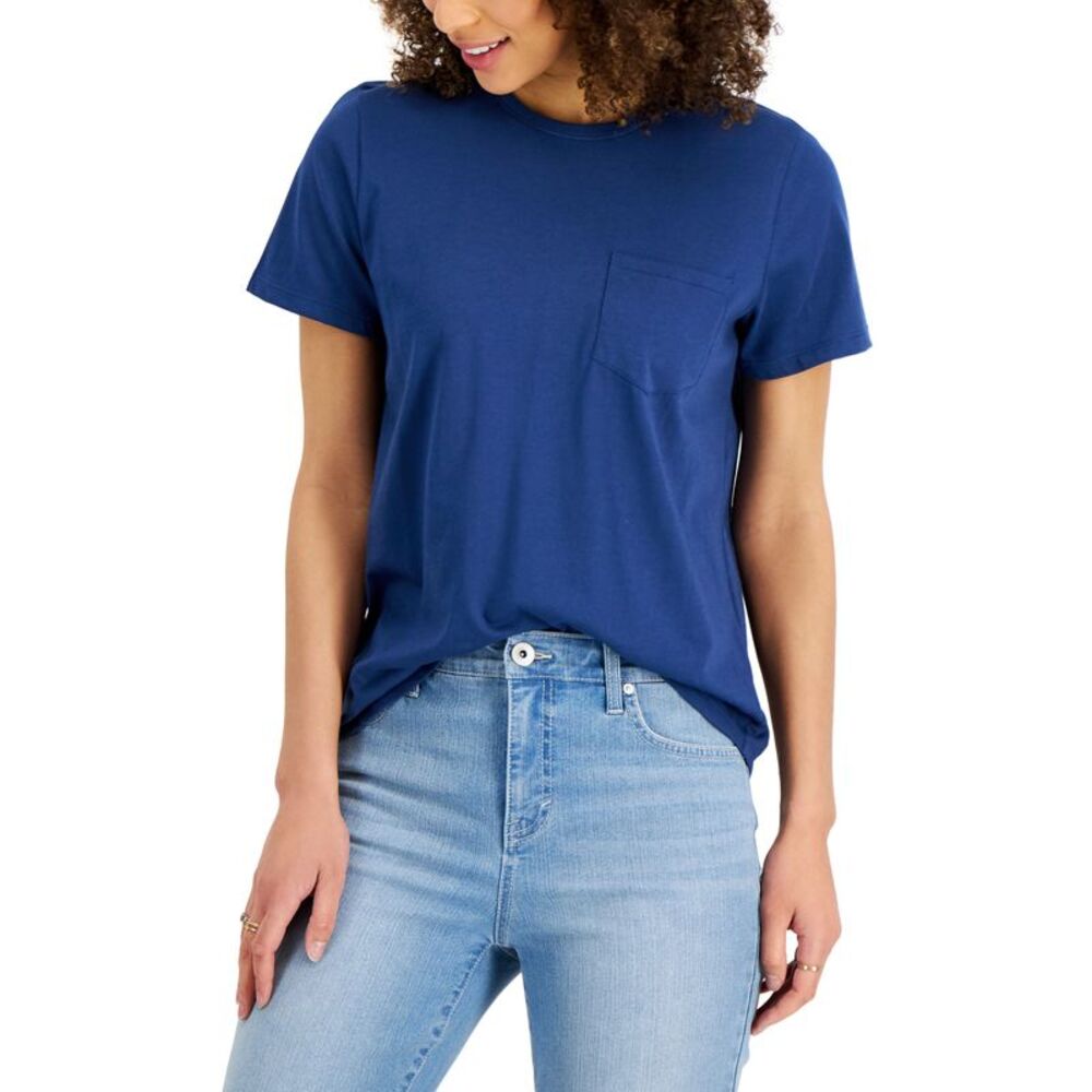 Style & Co Womens Cotton Pocket T-Shirt